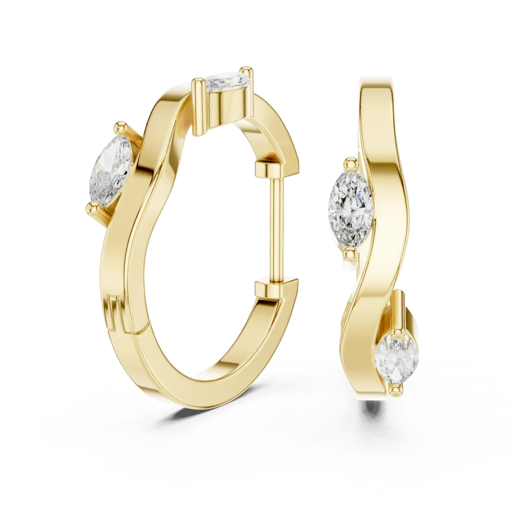Fluid Marquise Silhouette Contemporary Hoop Earrings - Image 3