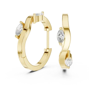 Fluid Marquise Silhouette Contemporary Hoop Earrings - Image 3