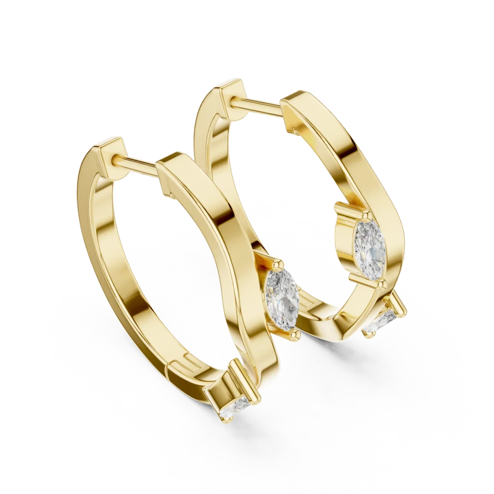 Elevate your style with these fluid marquise-cut DIAMEUR lab-grown diamond hoop earrings. A modern classic of sustainable luxury. Shop the look now.