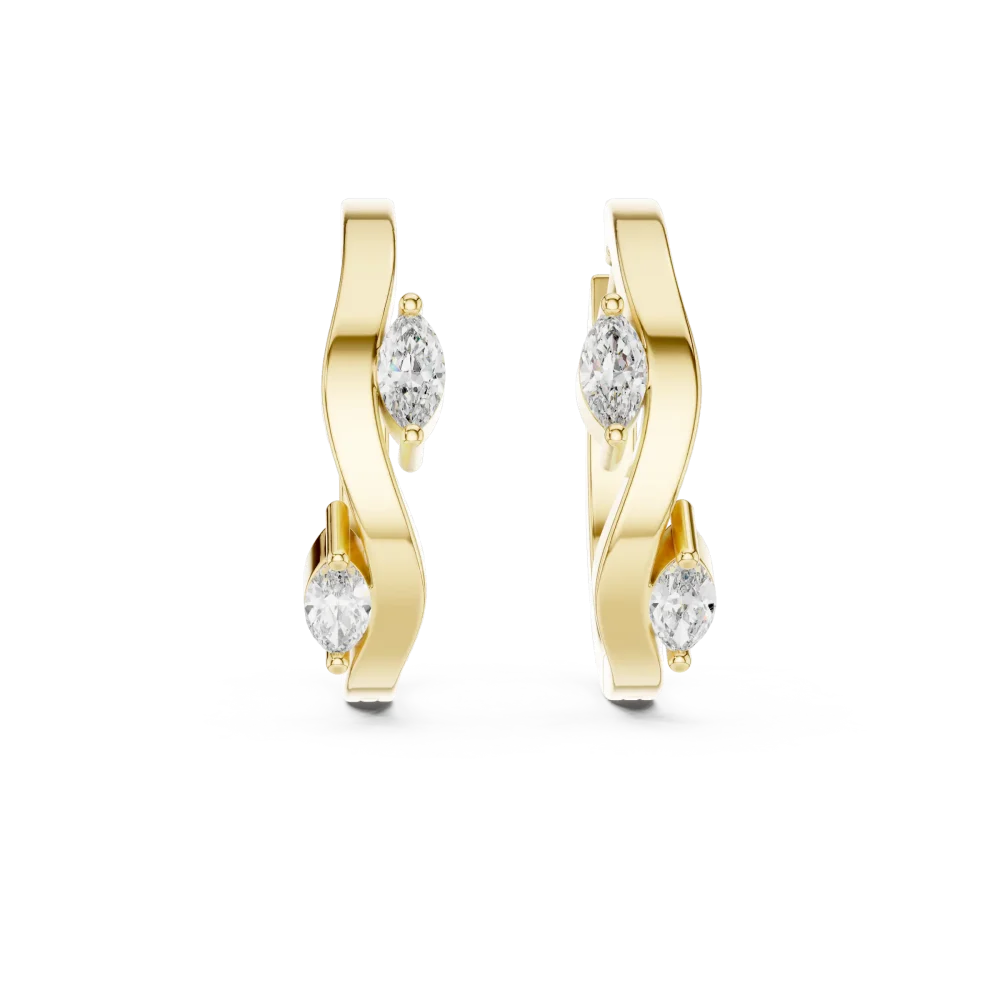 Fluid Marquise Silhouette Contemporary Hoop Earrings - Image 2