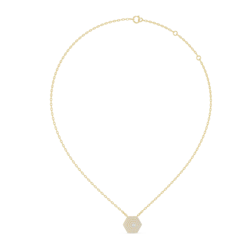 Luminary Hexagon Pavilion Round Solitaire Pendant - Image 4