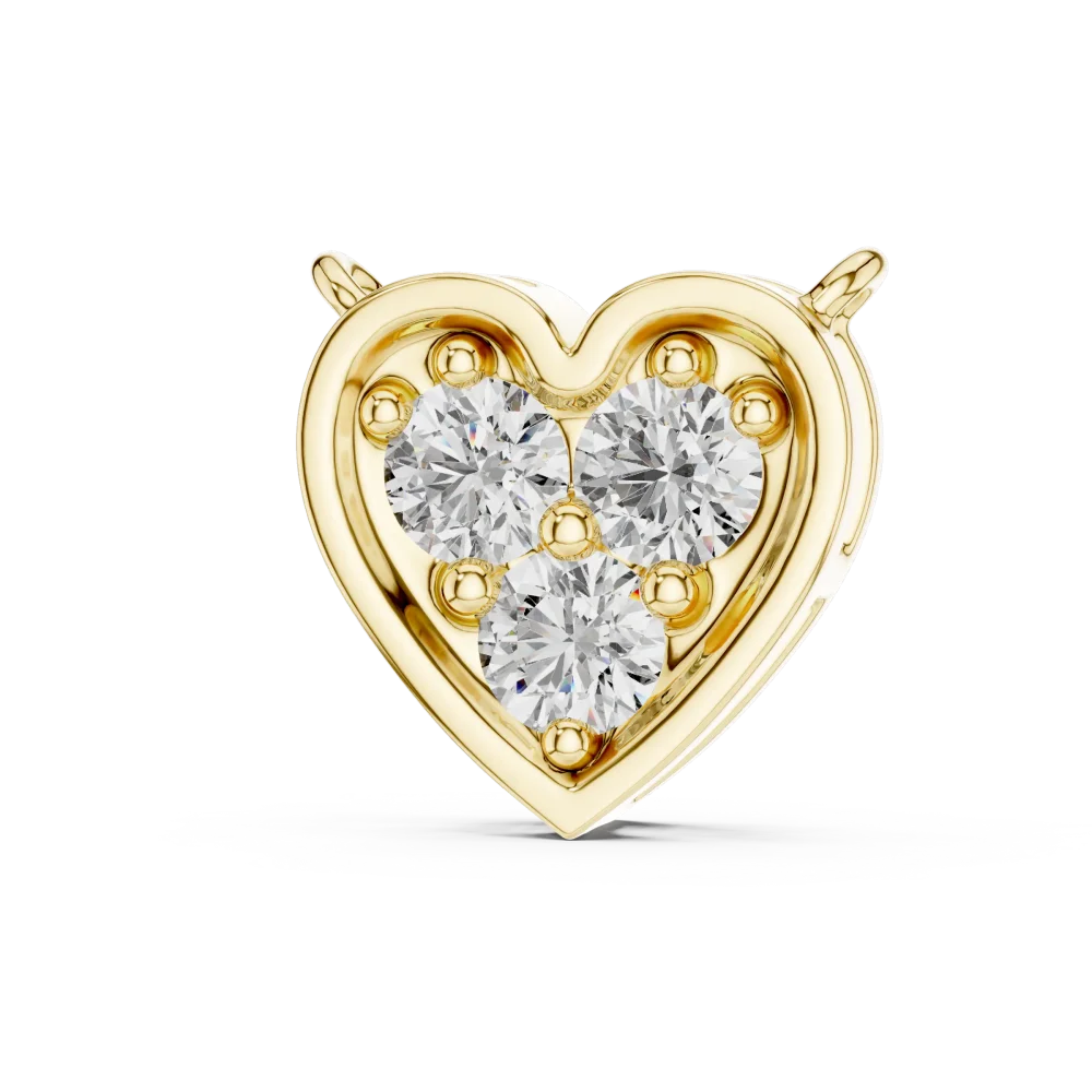 Discover the radiant beauty of this geometric heart pendant, featuring three brilliant-cut DIAMEUR diamonds. Experience modern luxury today.