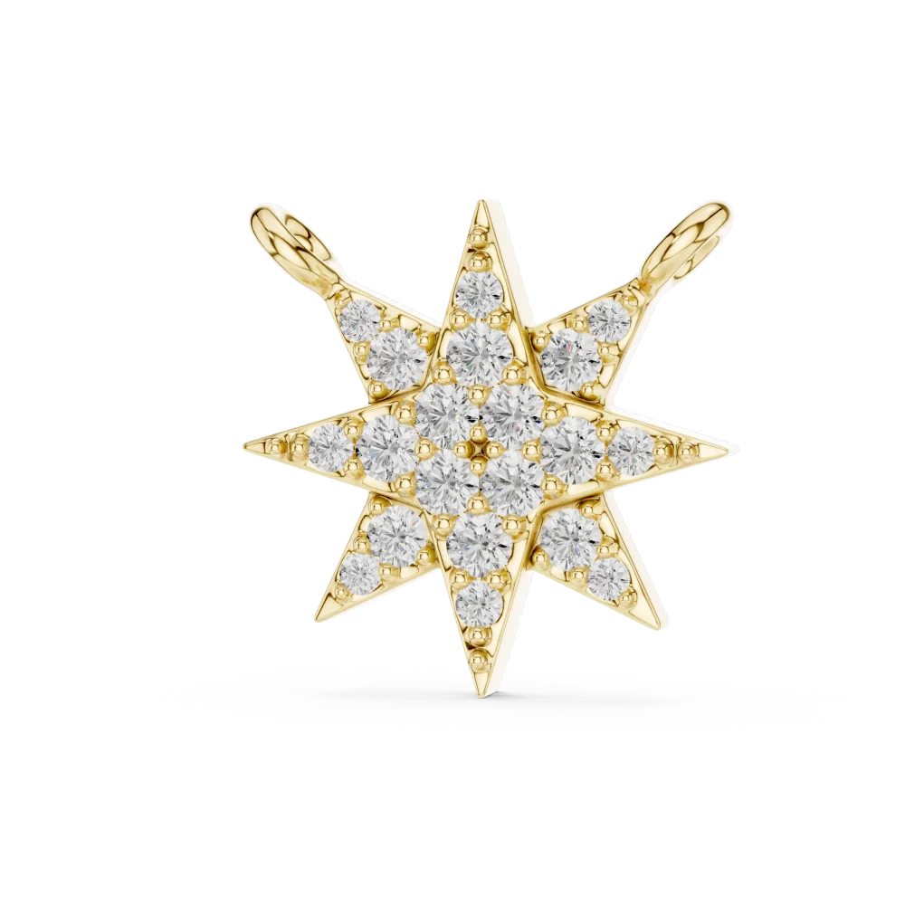 Discover the radiant brilliance of our starburst pendant. Featuring hand-set DIAMEUR lab-grown diamonds, this modern design is a must-have. Shop now.