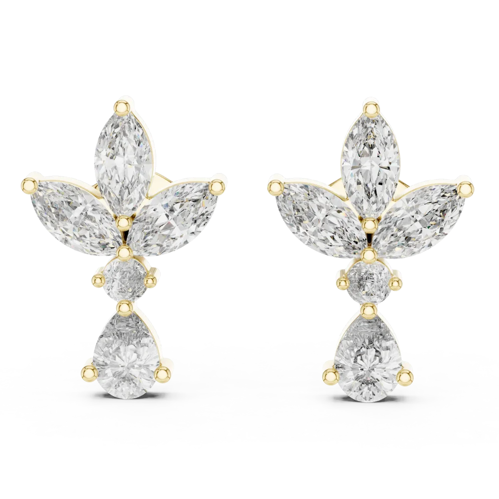 Ethereal Marquise and Pear Cluster Statement Stud Earrings - Image 2