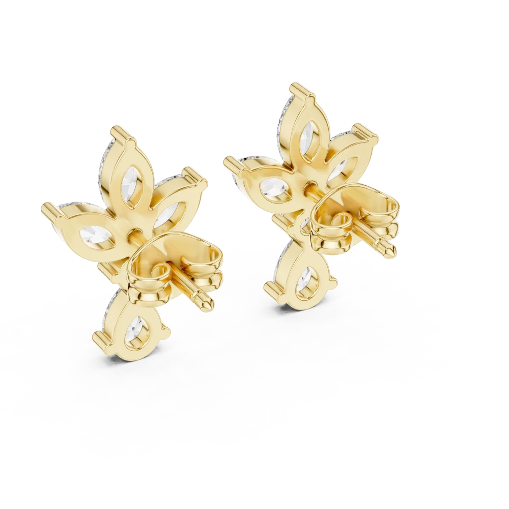 Ethereal Marquise and Pear Cluster Statement Stud Earrings - Image 3
