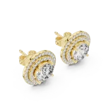 Luminary Round Brilliant Double Halo Solitaire Stud Earrings