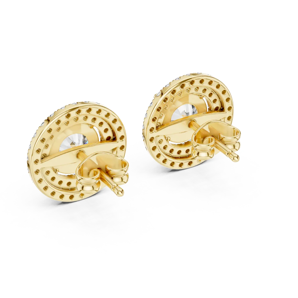 Luminary Round Brilliant Double Halo Solitaire Stud Earrings - Image 3