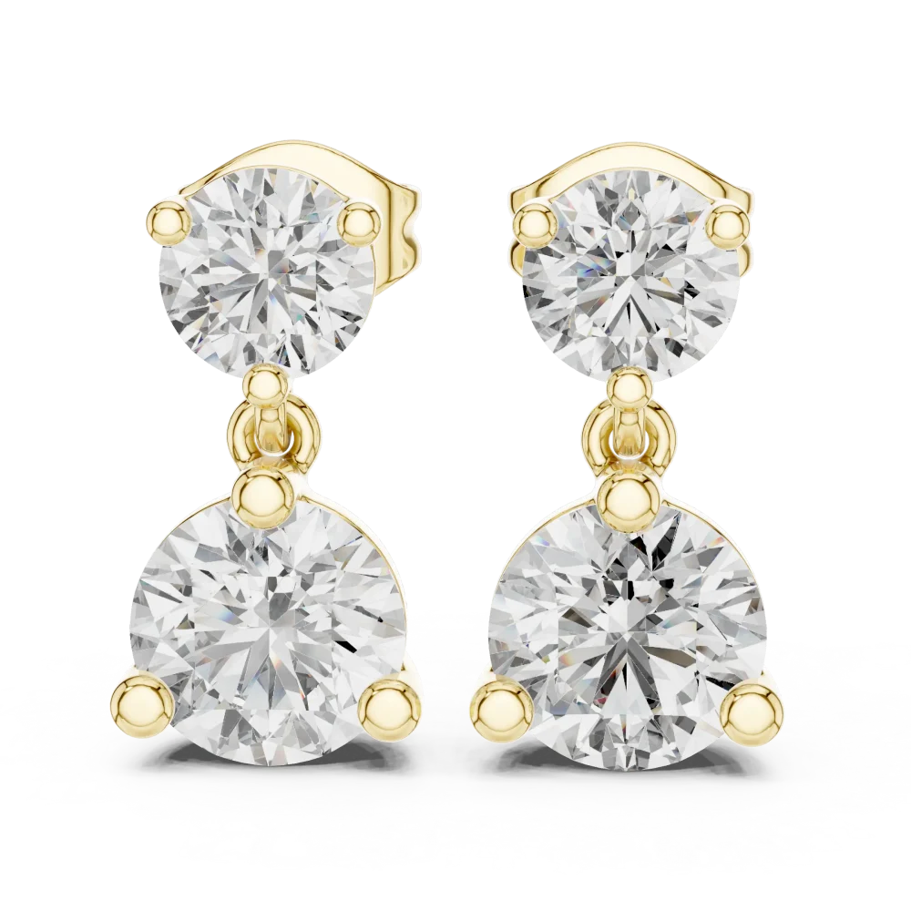 Ethereal Round Brilliant Dual-Drop Solitaire Stud Earrings - Image 2