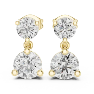 Ethereal Round Brilliant Dual-Drop Solitaire Stud Earrings - Image 2
