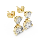 Ethereal Round Brilliant Dual-Drop Solitaire Stud Earrings