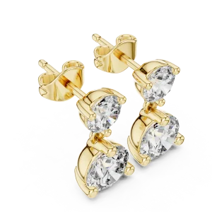 Ethereal Round Brilliant Dual-Drop Solitaire Stud Earrings