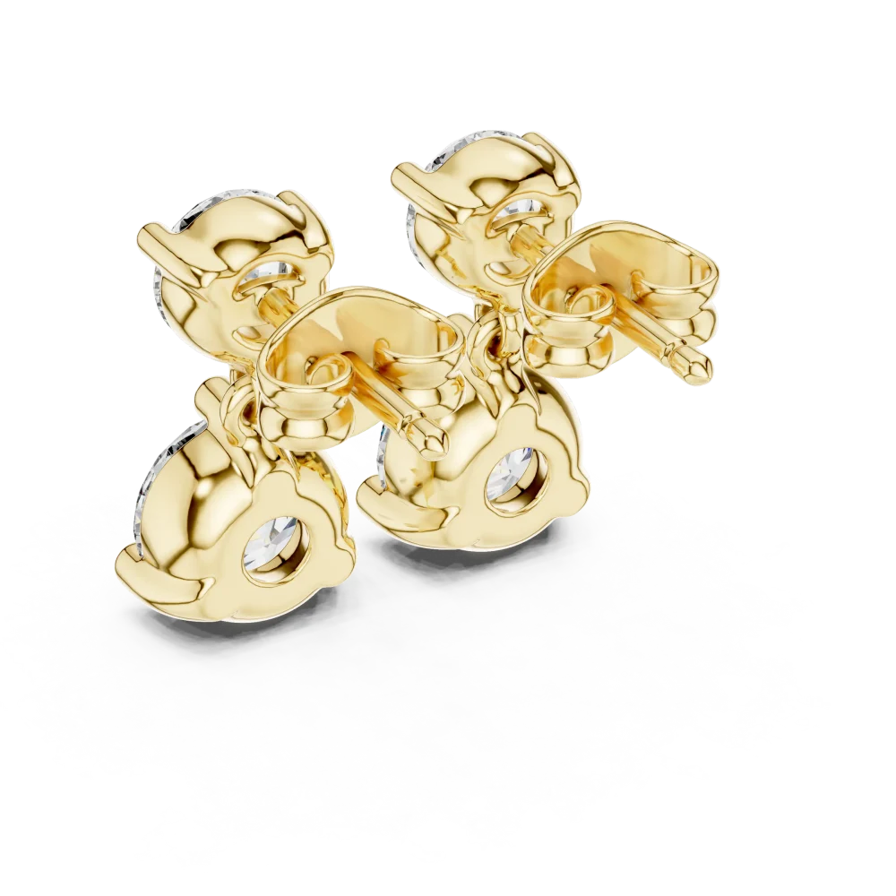 Ethereal Round Brilliant Dual-Drop Solitaire Stud Earrings - Image 3