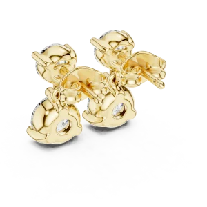 Ethereal Round Brilliant Dual-Drop Solitaire Stud Earrings - Image 3