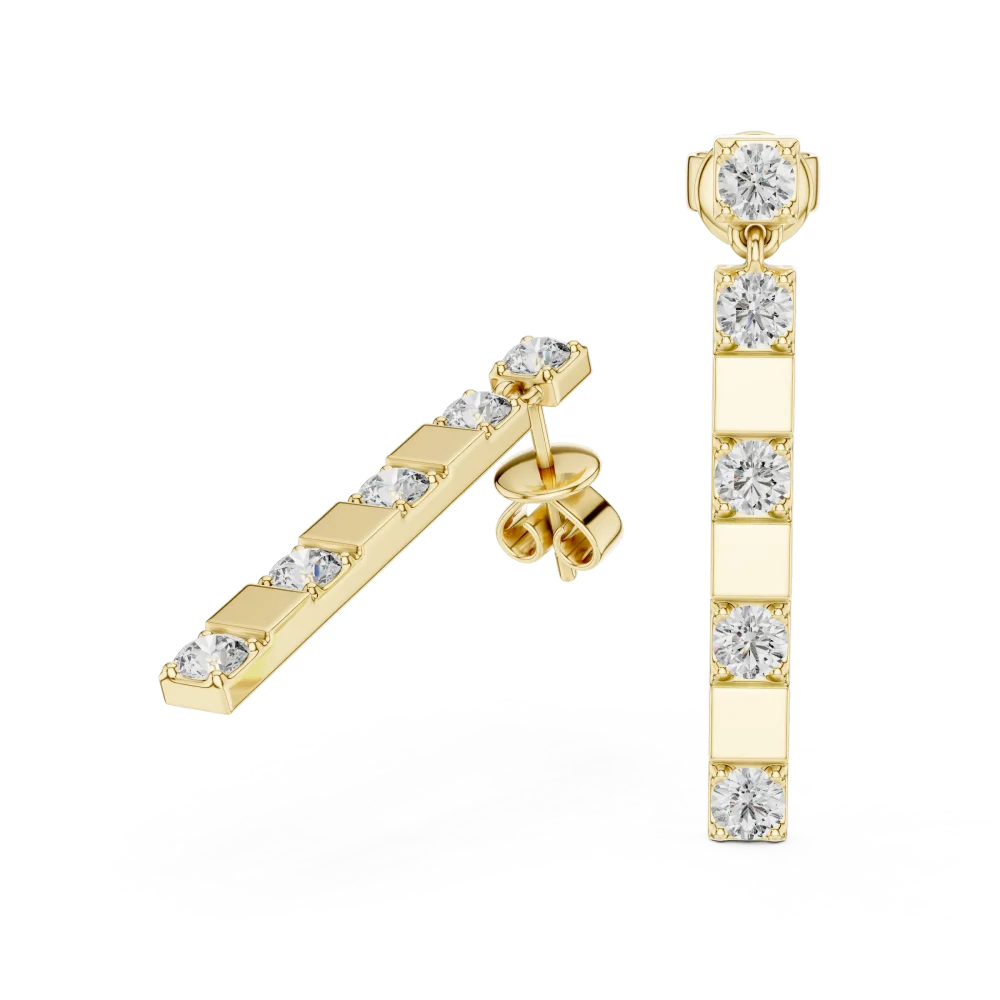 Linear Symmetry Round Brilliant Pavé-Set Drop Earrings - Image 3
