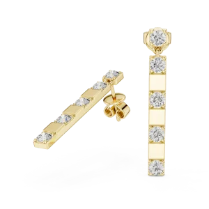 Linear Symmetry Round Brilliant Pavé-Set Drop Earrings - Image 3