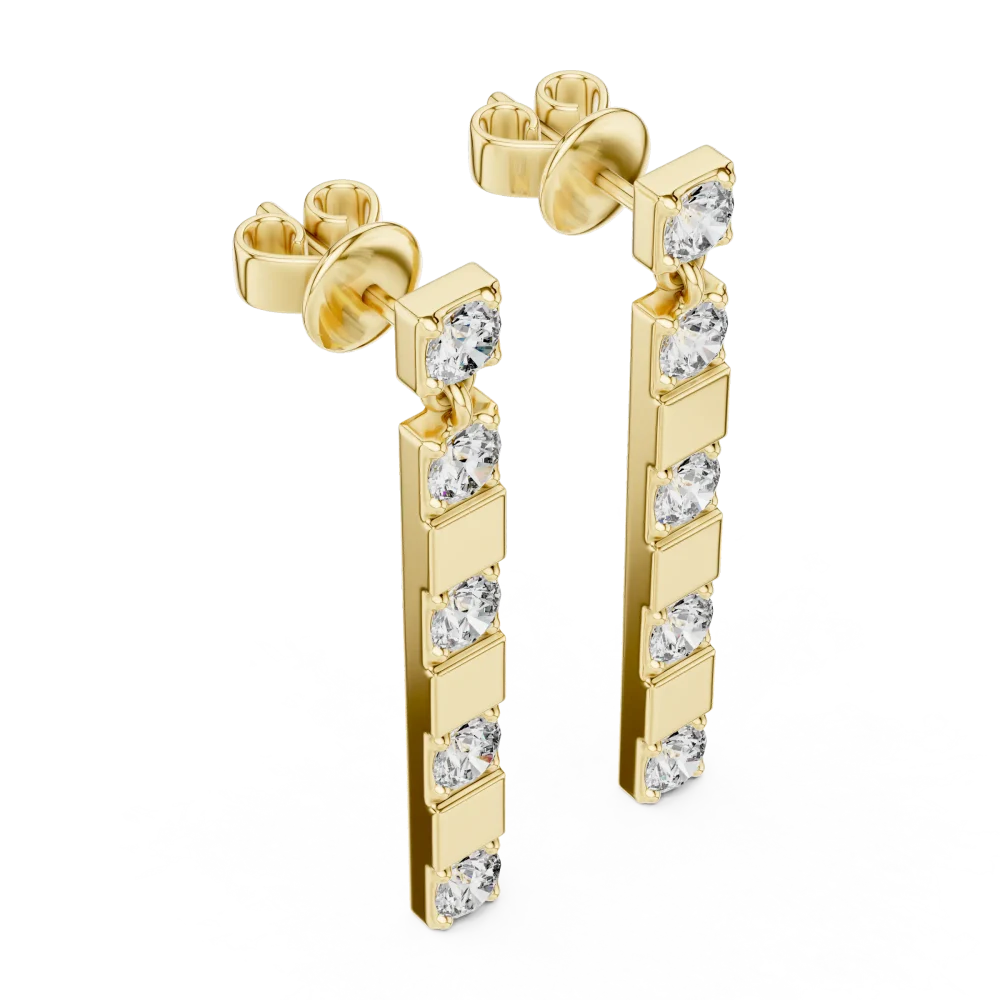 Discover the radiant allure of these linear drop earrings, featuring DIAMEUR lab-grown diamonds. Elevate your style with sustainable luxury today.
