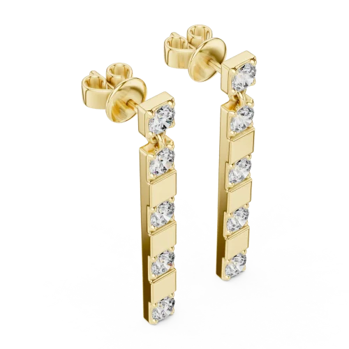 Linear Symmetry Round Brilliant Pavé-Set Drop Earrings