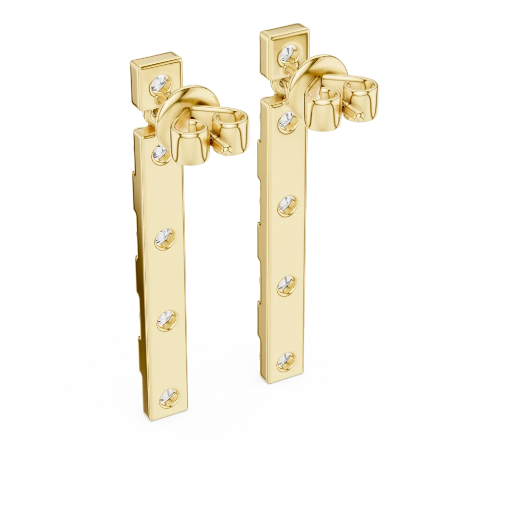 Linear Symmetry Round Brilliant Pavé-Set Drop Earrings - Image 4