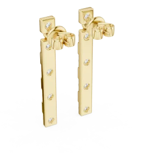 Linear Symmetry Round Brilliant Pavé-Set Drop Earrings - Image 4
