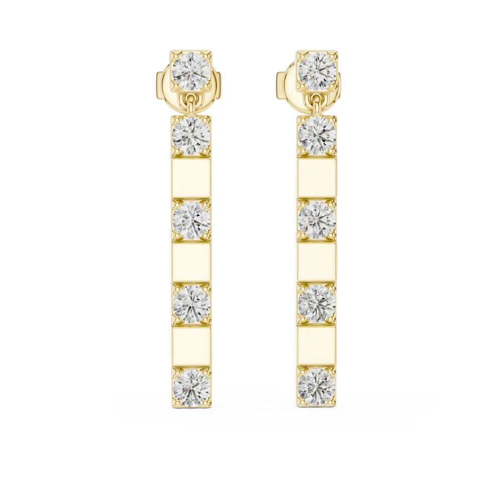 Linear Symmetry Round Brilliant Pavé-Set Drop Earrings - Image 2