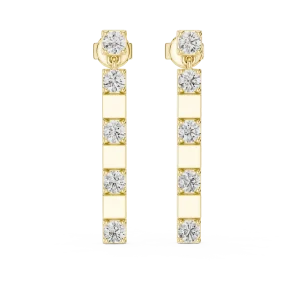 Linear Symmetry Round Brilliant Pavé-Set Drop Earrings - Image 2