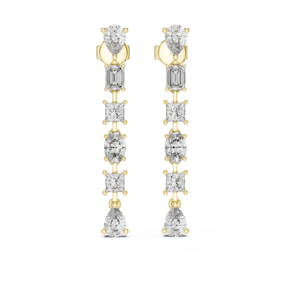 Luminary Geometric Multi-Shape Diamond Drop Earrings - Image 2