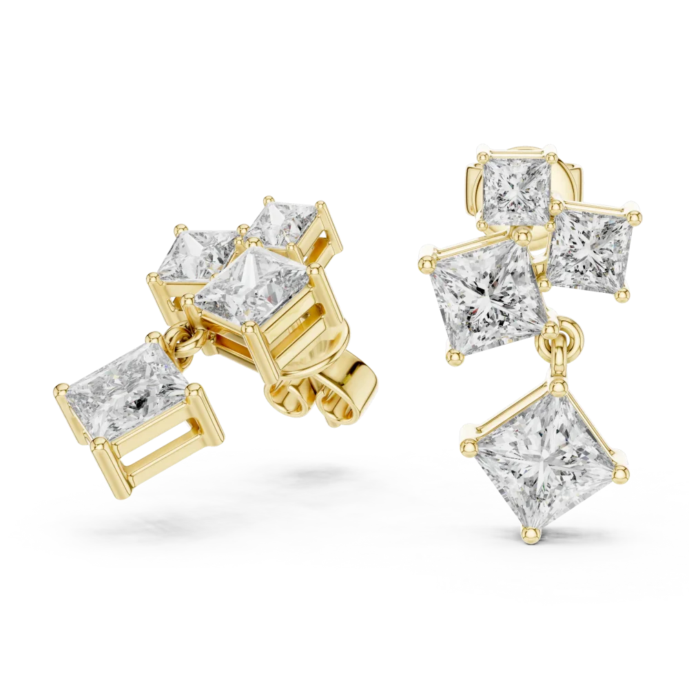 Geometric Princess Symmetry Statement Drop Earrings - Image 3