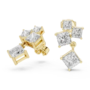 Geometric Princess Symmetry Statement Drop Earrings - Image 3