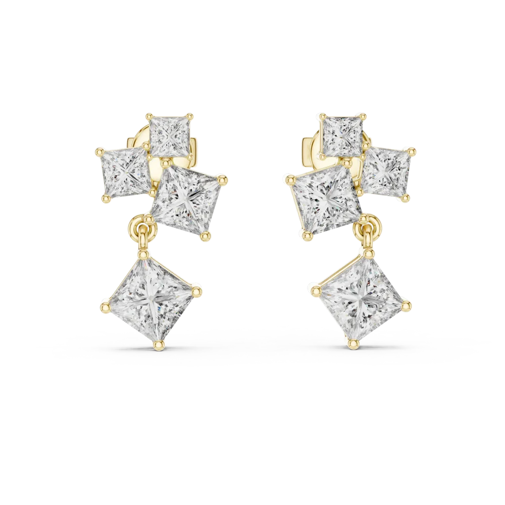 Geometric Princess Symmetry Statement Drop Earrings - Image 2