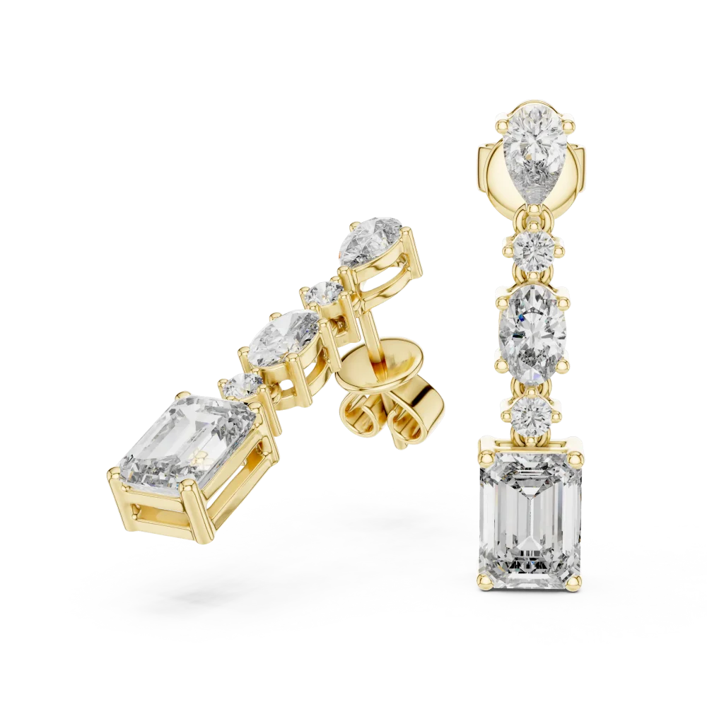 Luminary Multi-Shape Emerald Cut Architectural Drop Earrings - Image 3