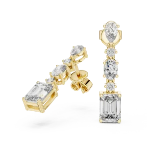 Luminary Multi-Shape Emerald Cut Architectural Drop Earrings - Image 3