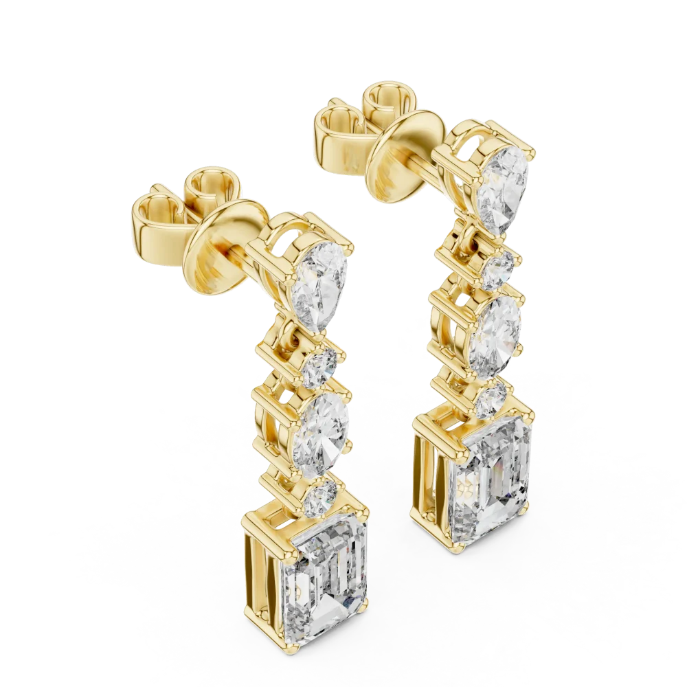Discover the radiant allure of our multi-shape drop earrings, featuring brilliant DIAMEUR lab-grown diamonds. Elevate your style and shop today.
