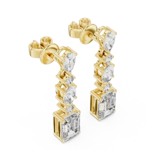 Luminary Multi-Shape Emerald Cut Architectural Drop Earrings