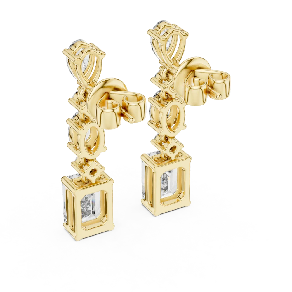 Luminary Multi-Shape Emerald Cut Architectural Drop Earrings - Image 4
