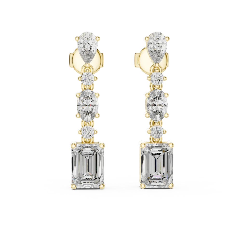 Luminary Multi-Shape Emerald Cut Architectural Drop Earrings - Image 2