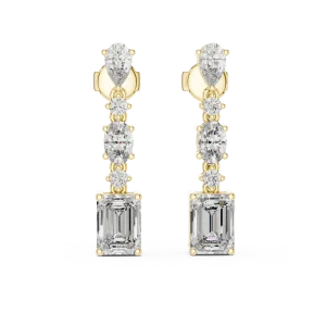 Luminary Multi-Shape Emerald Cut Architectural Drop Earrings - Image 2