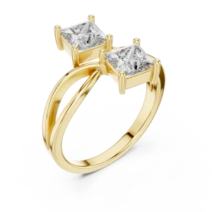Symmetry Princess Dual-Stone Infinity Silhouette Solitaire Ring