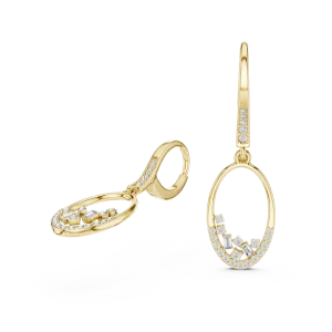 Luminary Oval Silhouette Baguette and Round Diamond Drop Earrings - Image 3