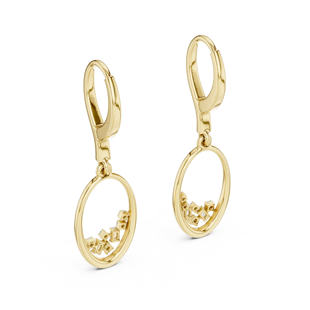 Luminary Oval Silhouette Baguette and Round Diamond Drop Earrings - Image 4