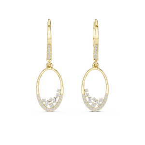 Luminary Oval Silhouette Baguette and Round Diamond Drop Earrings - Image 2