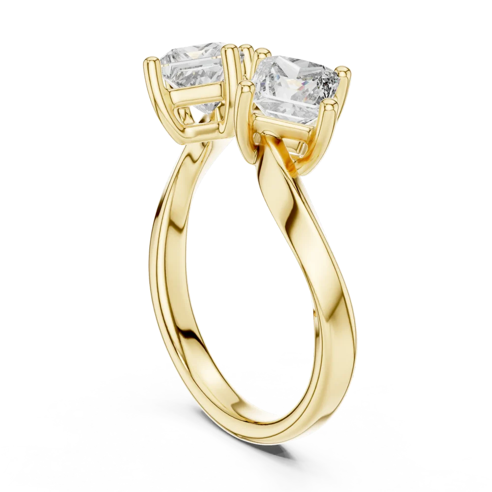Symmetry Princess Cut Architectural Two-Stone Open Ring - Image 3