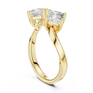 Symmetry Princess Cut Architectural Two-Stone Open Ring - Image 3