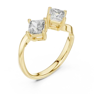 Symmetry Princess Cut Architectural Two-Stone Open Ring
