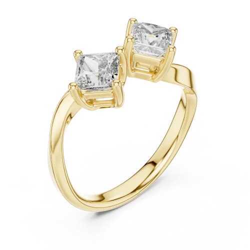 Symmetry Princess Cut Architectural Two-Stone Open Ring
