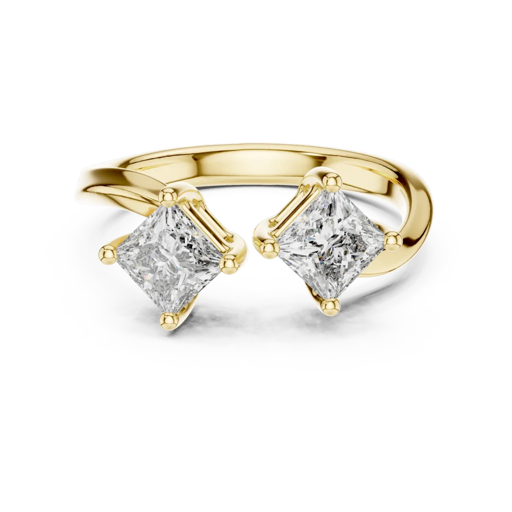 Symmetry Princess Cut Architectural Two-Stone Open Ring - Image 2