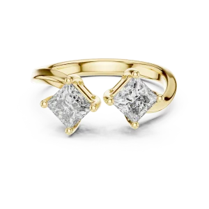 Symmetry Princess Cut Architectural Two-Stone Open Ring - Image 2