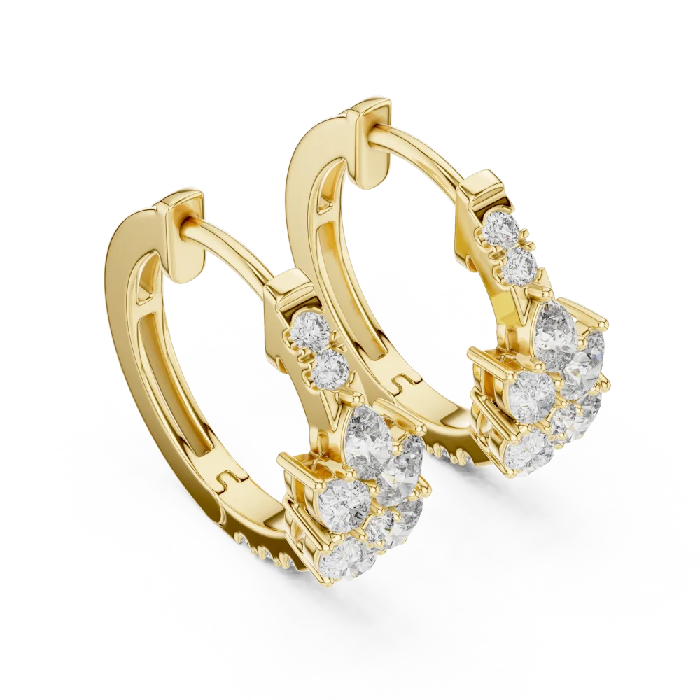 Discover the radiant allure of these pear and round DIAMEUR diamond hoop earrings. Handcrafted for brilliance, they offer the perfect modern upgrade.