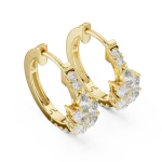 Luminary Pear and Round Brilliant Cluster Hoop Earrings