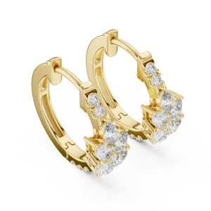 Luminary Pear and Round Brilliant Cluster Hoop Earrings
