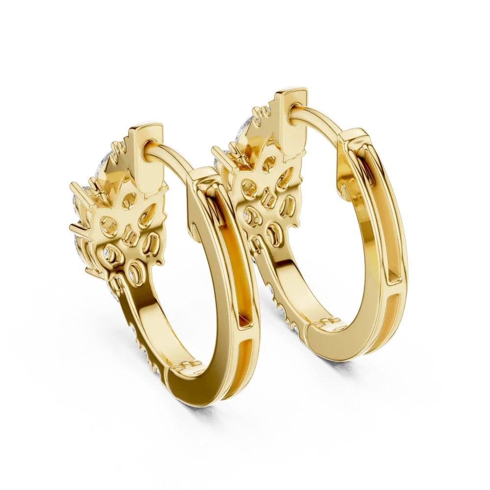 Luminary Pear and Round Brilliant Cluster Hoop Earrings - Image 4
